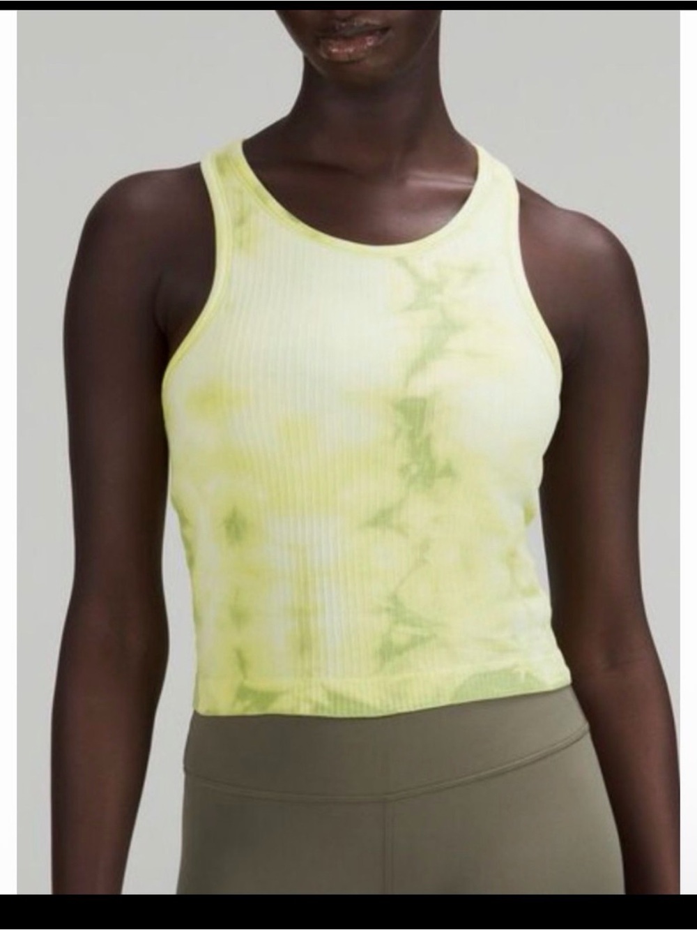 lululemon athletica Yellow Green Tie-Dye Ribbed Tank